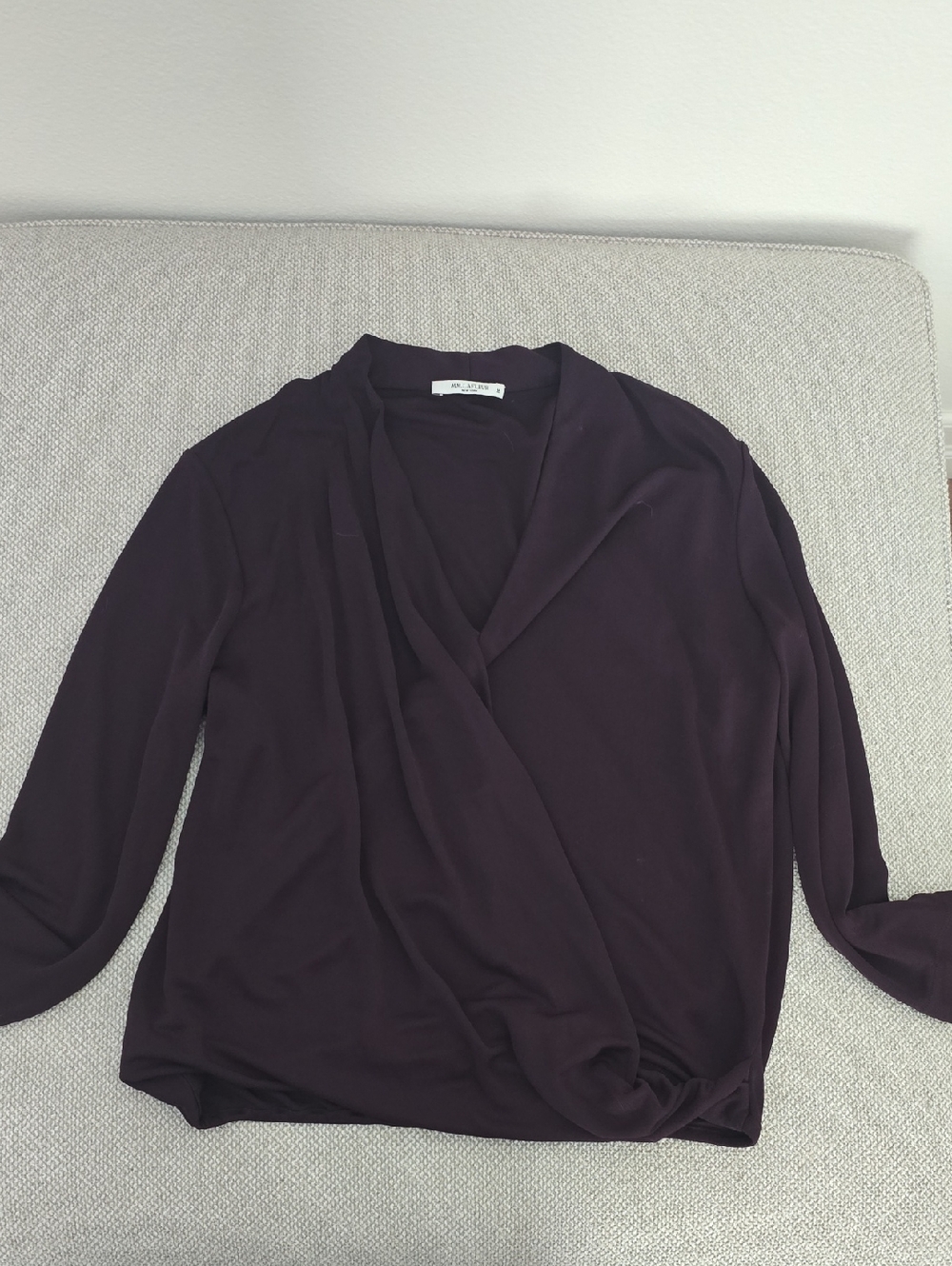 MM Lafleur Plum Wrap-Front Blousoon Blouse - No-wrinkle Fabric
